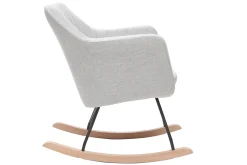 Miliboo Rocking Chair|Voir Tous Les Fauteuils-Rocking chair scandinave en tissu gris clair, métal noir et bois clair ALEYNA