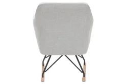 Miliboo Rocking Chair|Voir Tous Les Fauteuils-Rocking chair scandinave en tissu gris clair, métal noir et bois clair ALEYNA