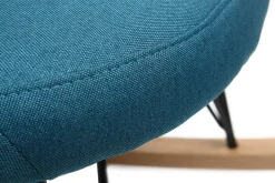 Miliboo Rocking Chair|Voir Tous Les Fauteuils-Rocking chair scandinave en tissu bleu canard, métal noir et bois clair JHENE