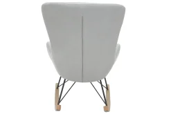 Miliboo Rocking Chair|Voir Tous Les Fauteuils-Rocking chair scandinave en tissu gris clair, métal noir et bois clair ESKUA