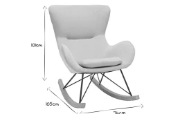 Miliboo Rocking Chair|Voir Tous Les Fauteuils-Rocking chair scandinave en tissu gris clair, métal noir et bois clair ESKUA