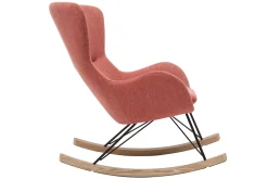 Miliboo Rocking Chair|Voir Tous Les Fauteuils-Rocking chair scandinave en tissu effet velours texturé terracotta, métal noir et bois clair ESKUA