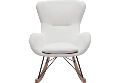 Miliboo Rocking Chair|Voir Tous Les Fauteuils-Rocking chair scandinave en tissu velours côtelé beige, métal noir et bois clair ESKUA