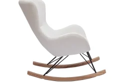 Miliboo Rocking Chair|Voir Tous Les Fauteuils-Rocking chair scandinave en tissu velours côtelé beige, métal noir et bois clair ESKUA