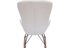 Miliboo Rocking Chair|Voir Tous Les Fauteuils-Rocking chair scandinave en tissu velours côtelé beige, métal noir et bois clair ESKUA