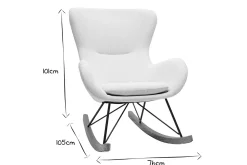 Miliboo Rocking Chair|Voir Tous Les Fauteuils-Rocking chair scandinave en tissu velours côtelé beige, métal noir et bois clair ESKUA