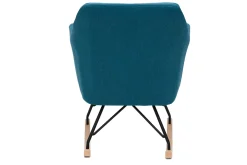Miliboo Rocking Chair|Voir Tous Les Fauteuils-Rocking chair scandinave en tissu bleu canard, métal noir et bois clair ALEYNA