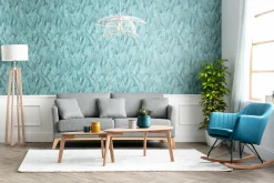 Miliboo Rocking Chair|Voir Tous Les Fauteuils-Rocking chair scandinave en tissu bleu canard, métal noir et bois clair ALEYNA