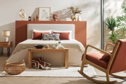 Miliboo Rocking Chair|Voir Tous Les Fauteuils-Rocking chair scandinave en tissu effet velours terre brûlée et bois clair massif DERRY