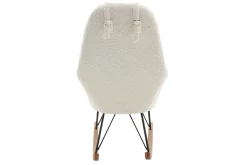 Miliboo Rocking Chair|Voir Tous Les Fauteuils-Rocking chair scandinave en tissu effet peau de mouton blanc, métal noir et bois clair JHENE