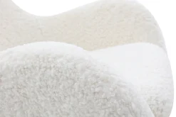 Miliboo Rocking Chair|Voir Tous Les Fauteuils-Rocking chair scandinave en tissu effet peau de mouton blanc, métal noir et bois clair ESKUA