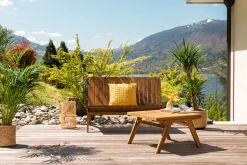 Miliboo Salon De Jardin-Salon de jardin banc 2 places et table basse en bois massif TIDAK