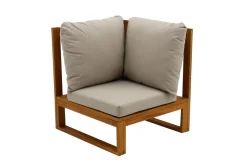 Miliboo Salon De Jardin-Salon de jardin d'angle 6-8 places en bois massif avec coussins déhoussables taupe SALSA