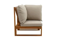Miliboo Salon De Jardin-Salon de jardin d'angle 6-8 places en bois massif avec coussins déhoussables taupe SALSA