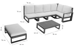 Miliboo Salon De Jardin-Salon de jardin d'angle 6-8 places en bois massif avec coussins déhoussables beige naturel SALSA