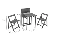 Miliboo Table De Jardin-Set de 2 chaises pliantes et 1 table de balcon rabattable avec rangement en bois massif PRADO