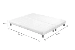 Miliboo Lit Adulte-Sommiers tapissiers tissu blanc pieds bois 90 x 200 cm (lot de 2) JAMI