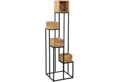 Miliboo Bibliothèque Et Étagère|Bibliothèque Et Étagère-Support de plantes en bois massif et métal noir L43 cm PIANO