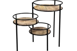 Miliboo Bibliothèque Et Étagère|Bibliothèque Et Étagère-Support de plantes modulable en bois manguier massif et métal noir L50 cm THREE