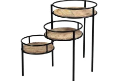 Miliboo Bibliothèque Et Étagère|Bibliothèque Et Étagère-Support de plantes modulable en bois manguier massif et métal noir L50 cm THREE