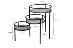 Miliboo Bibliothèque Et Étagère|Bibliothèque Et Étagère-Support de plantes modulable en bois manguier massif et métal noir L50 cm THREE