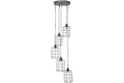 Miliboo Suspension|Suspension-Suspension industrielle 5 lampes étagées en métal patiné effet vieilli L30 cm LOFT
