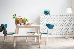 Miliboo Table À Manger Fixe-Table à manger design blanc et bois clair L120 cm LEENA