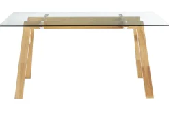 Miliboo Table À Manger Fixe-Table à manger design en verre transparent et bois clair L160 cm BACCO