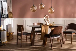 Miliboo Table À Manger Fixe-Table à manger design en verre fumé noir et bois foncé L160 cm BACCO