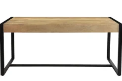 Miliboo Table À Manger Fixe-Table à manger en bois manguier massif et métal noir rectangulaire L175 cm BERGEN
