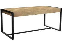 Miliboo Table À Manger Fixe-Table à manger en bois manguier massif et métal noir rectangulaire L175 cm BERGEN