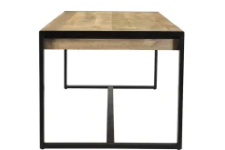 Miliboo Table À Manger Fixe-Table à manger en bois manguier massif et métal noir rectangulaire L175 cm BERGEN