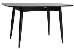 Miliboo Table Extensible-Table à manger extensible rectangulaire en bois noir L130-160 cm NORDECO