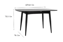 Miliboo Table Extensible-Table à manger extensible rectangulaire en bois noir L130-160 cm NORDECO