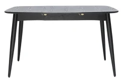 Miliboo Table Extensible-Table à manger extensible carrée en bois noir L90-130 cm NORDECO