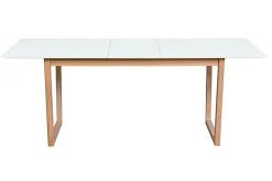Miliboo Table Extensible-Table à manger extensible rectangulaire rallonges intégrées finition blanc et bois clair chêne massif L160-240 cm LAHO