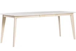 Miliboo Table Extensible-Table à manger extensible scandinave blanc et bois clair L150-200 cm LEENA