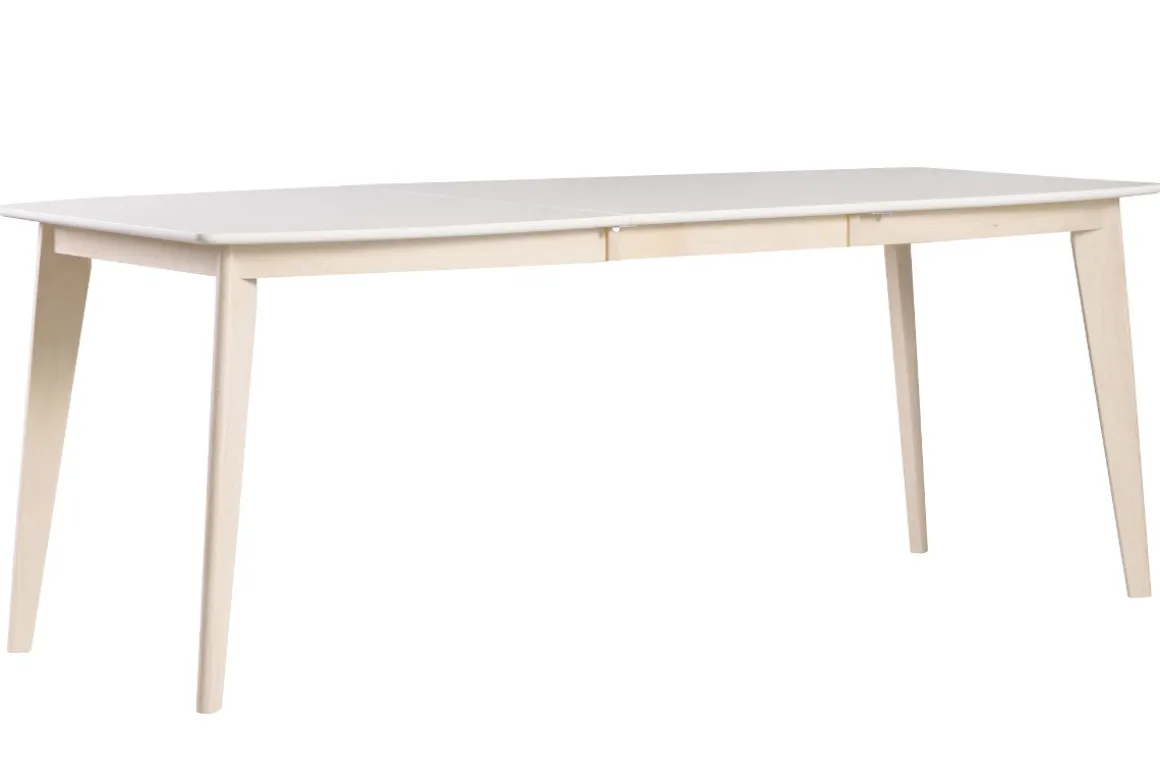 Miliboo Table Extensible-Table à manger extensible scandinave blanc et bois clair L150-200 cm LEENA