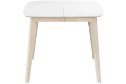 Miliboo Table Extensible-Table à manger extensible scandinave carrée blanche et bois L90-130 cm LEENA