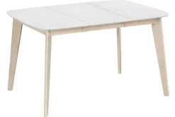 Miliboo Table Extensible-Table à manger extensible scandinave carrée blanche et bois L90-130 cm LEENA