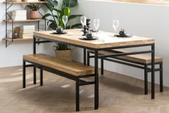 Miliboo Table À Manger Fixe-Table à manger industrielle bois manguier massif et métal L160 cm YPSTER