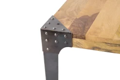 Miliboo Table À Manger Fixe-Table à manger industrielle acier et bois manguier massif L160 cm MADISON