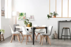 Miliboo Table À Manger Fixe-Table à manger industrielle acier et bois manguier massif L160 cm MADISON