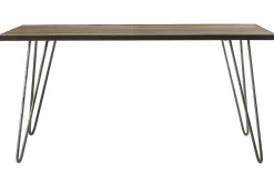 Miliboo Table À Manger Fixe-Table à manger industrielle bois manguier massif et métal L160 cm ATELIER