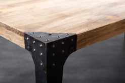 Miliboo Table À Manger Fixe-Table à manger industrielle rectangulaire acier et bois manguier massif L200 cm MADISON