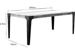 Miliboo Table À Manger Fixe-Table à manger industrielle rectangulaire acier et bois manguier massif L200 cm MADISON