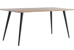 Miliboo Table À Manger Fixe-Table à manger rectangulaire industrielle en bois massif et métal noir L175 cm EDGE
