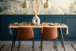 Miliboo Table À Manger Fixe-Table à manger rectangulaire industrielle en bois massif et métal noir L175 cm EDGE