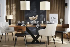 Miliboo Table À Manger Fixe-Table à manger rectangulaire industrielle en bois massif et métal noir L200 cm VALLEY