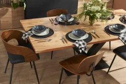 Miliboo Table À Manger Fixe-Table à manger rectangulaire industrielle en bois massif et métal noir L200 cm VALLEY